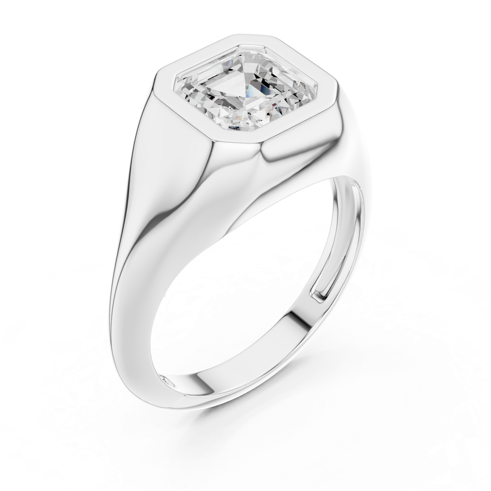 Gold Jewelry L36-4, Asscher center stone, White Gold, view 2