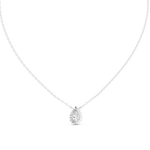 14K Solid Gold Lab Diamond Halo Pendant Necklace, White Gold, view 4