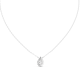14K Solid Gold Lab Diamond Halo Pendant Necklace, White Gold, view 4