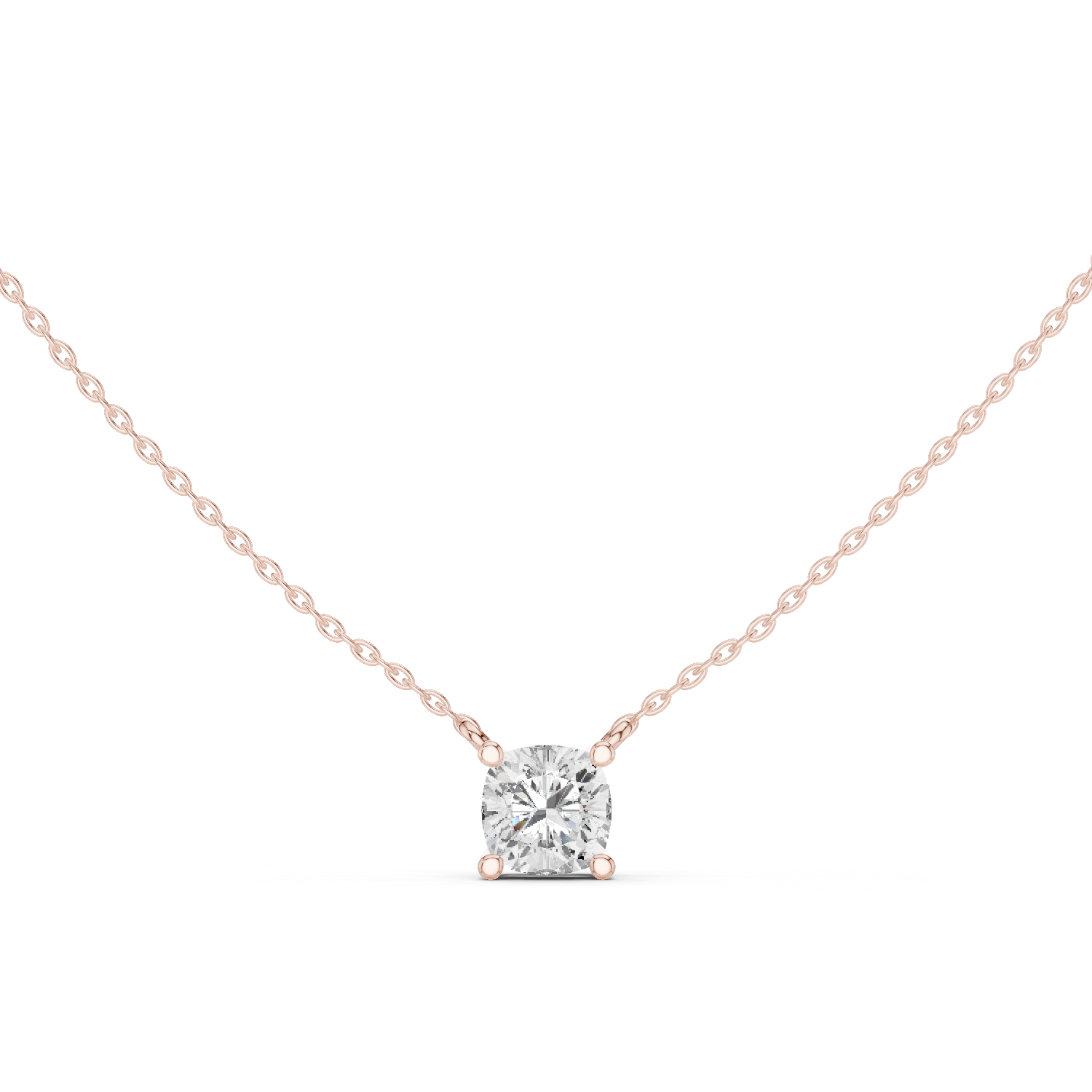 Gold Jewelry, Cushion center stone, Rose Gold