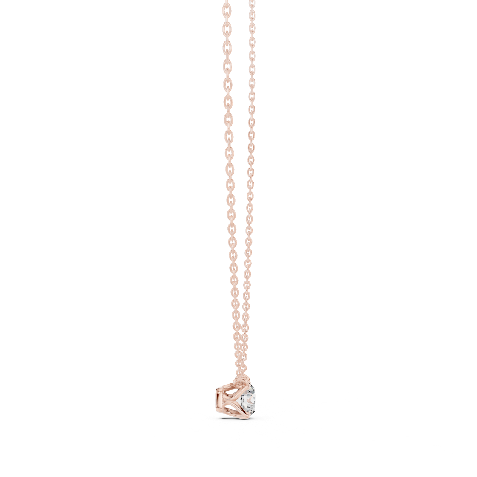 14K Solid Gold Lab Diamond Solitaire Pendant Necklace, Rose Gold, view 3