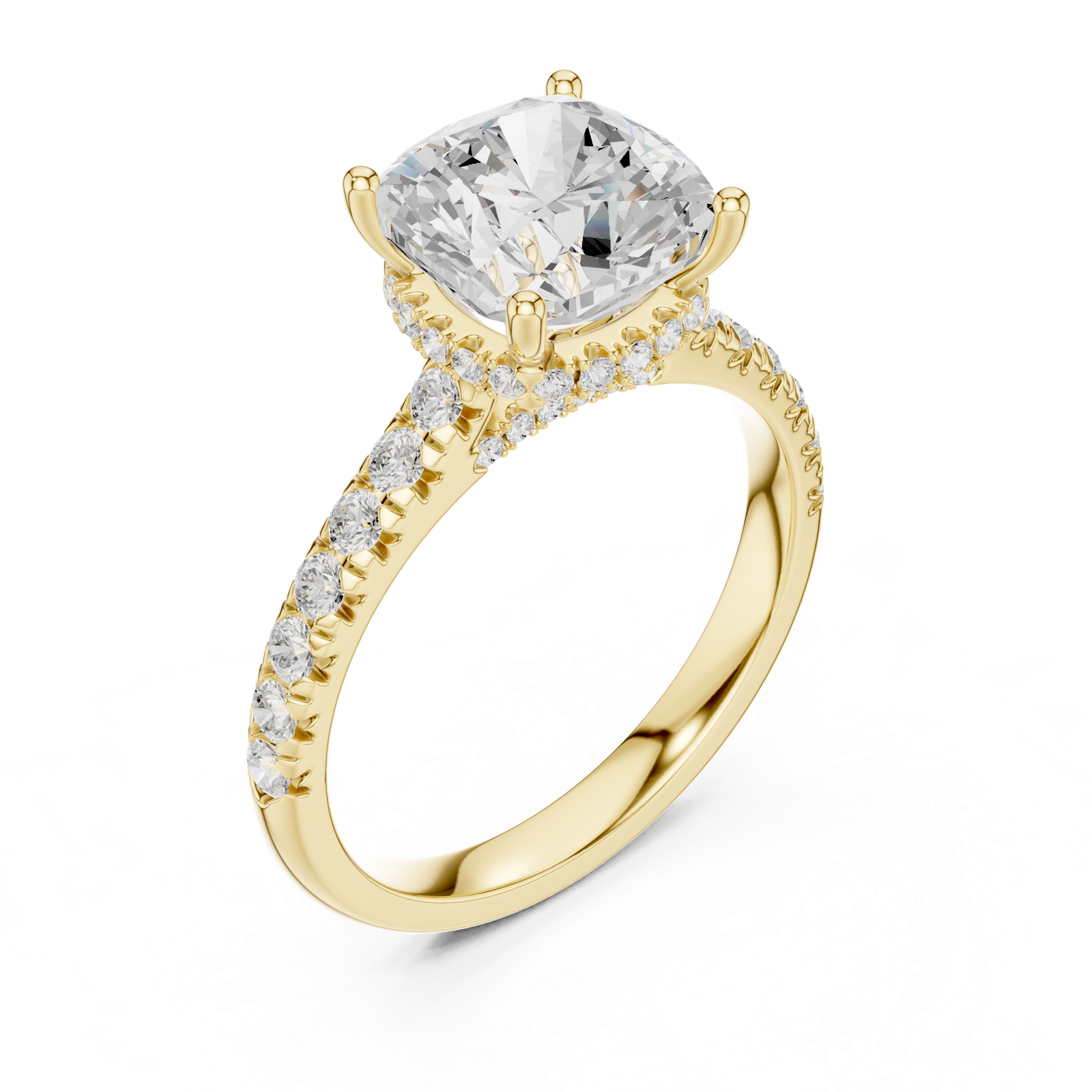 14K Solid Gold Lab Diamond Solitaire Ring, Yellow Gold, view 2