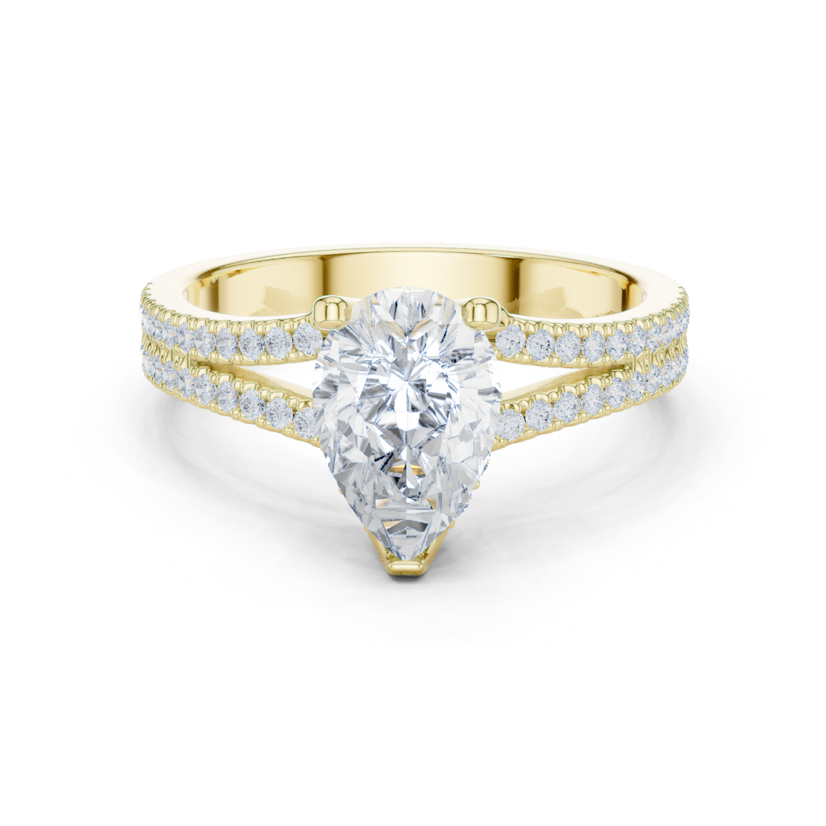 14K Solid Gold Lab Diamond Solitaire Ring, Yellow Gold
