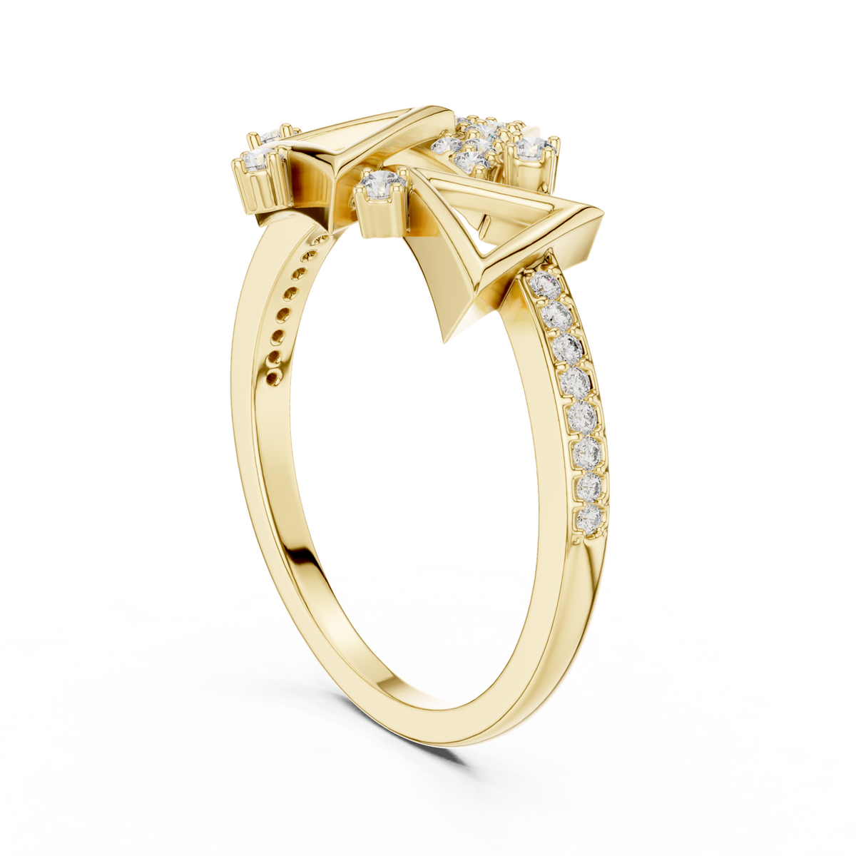 14K Solid Gold Lab Diamond Cluster Ring, Yellow Gold, view 1