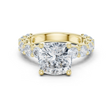 Gold Ring DDLR-087, Cushion center stone, Yellow Gold
