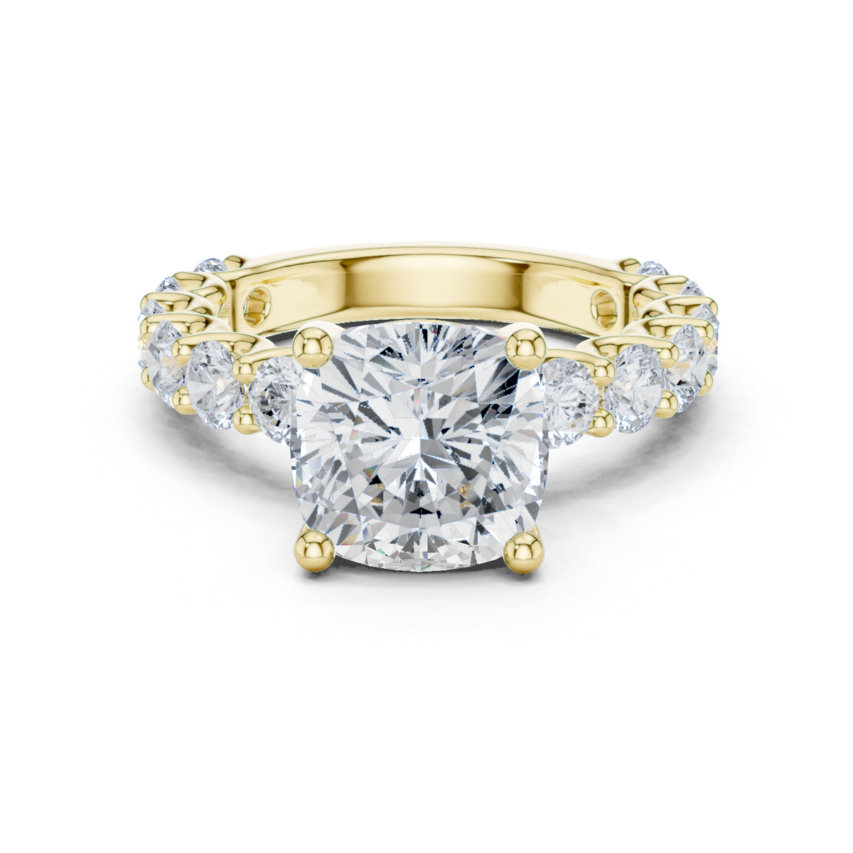 Gold Ring, Cushion center stone, Yellow Gold