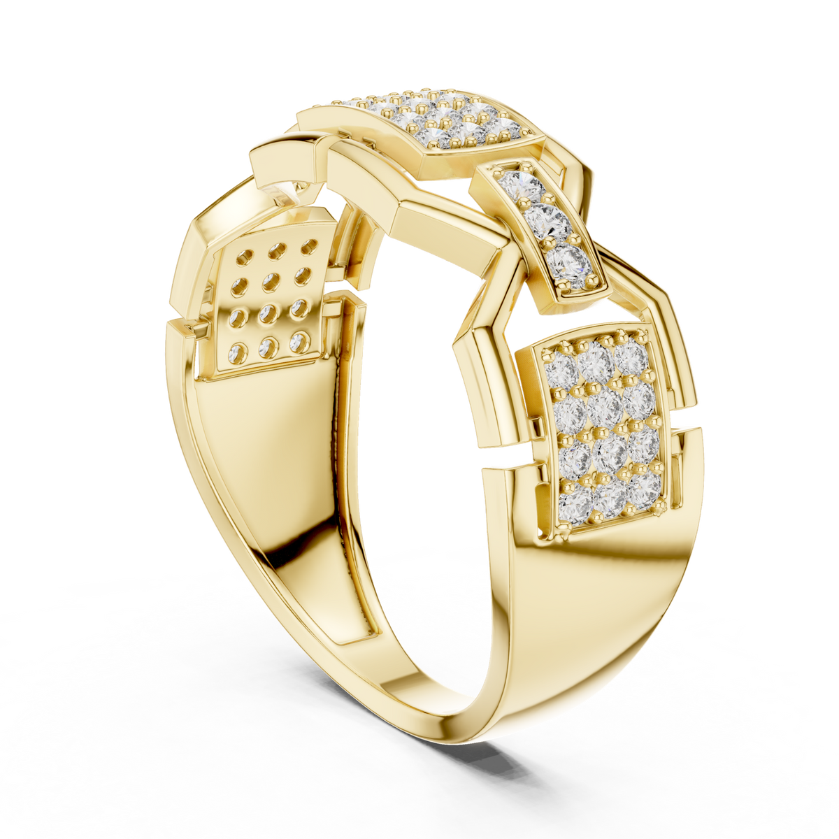14K Solid Gold Lab Diamond Cluster Ring, Yellow Gold, view 1