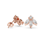 14K Solid Gold Lab Diamond Flower Cluster Earrings, Rose Gold, view 1