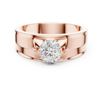 14K Solid Gold Lab Diamond Signet Ring, Rose Gold, view 4