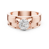 14K Solid Gold Lab Diamond Signet Ring, Rose Gold, view 4