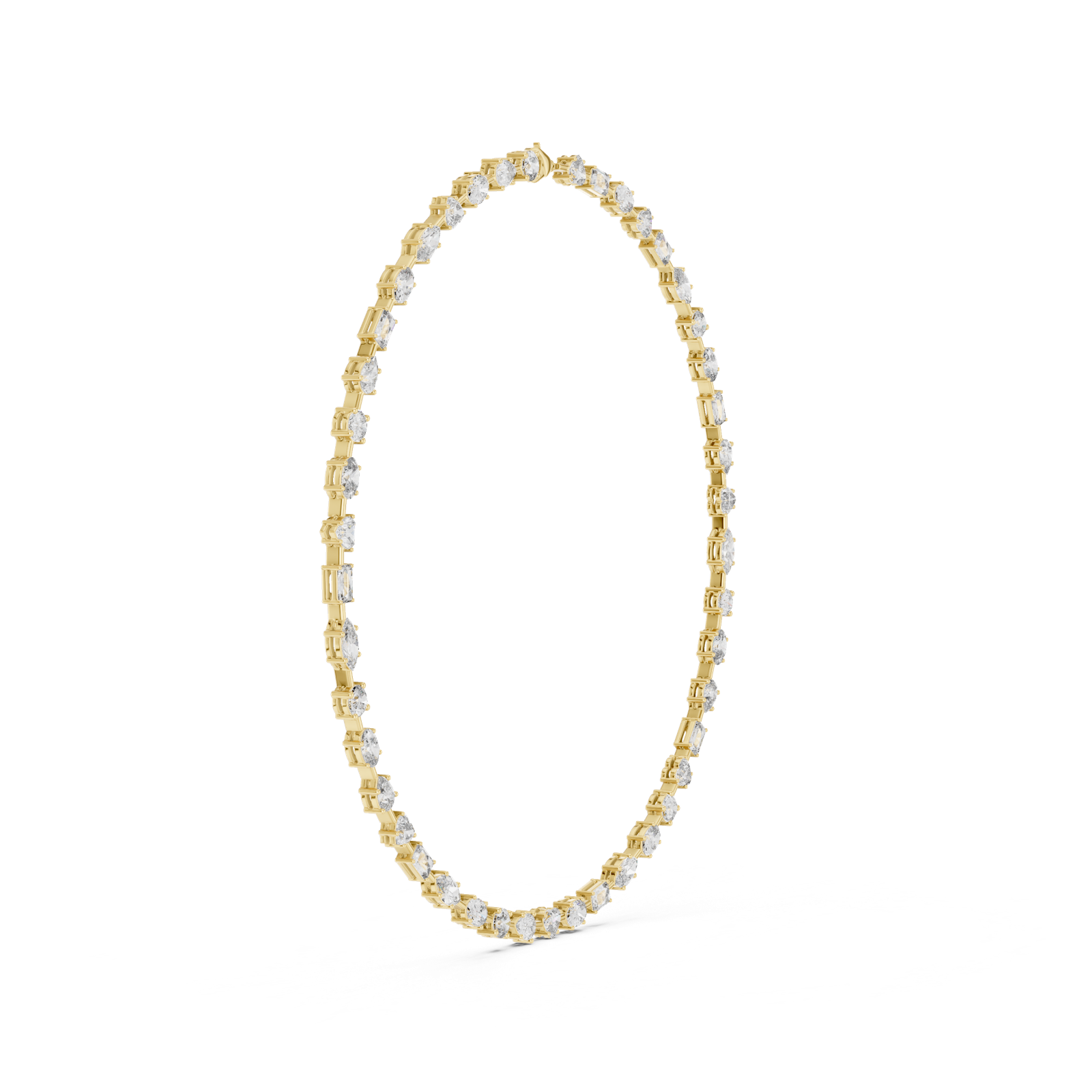 14K Solid Gold Lab Diamond Tennis Necklace, Yellow Gold, view 3