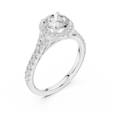 Gold Ring DDLR-043, Round center stone, White Gold, view 2