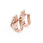 14K Solid Gold Lab Diamond Cluster Earrings, Rose Gold, view 2