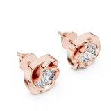 14K Solid Gold Lab Diamond Stud Earrings, Rose Gold, view 2