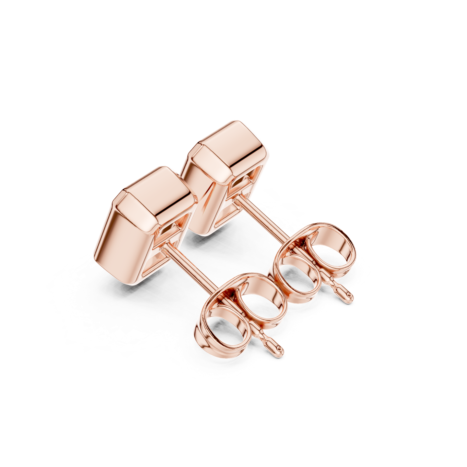 Gold Jewelry DDER-001, Radiant center stone, Rose Gold, view 2
