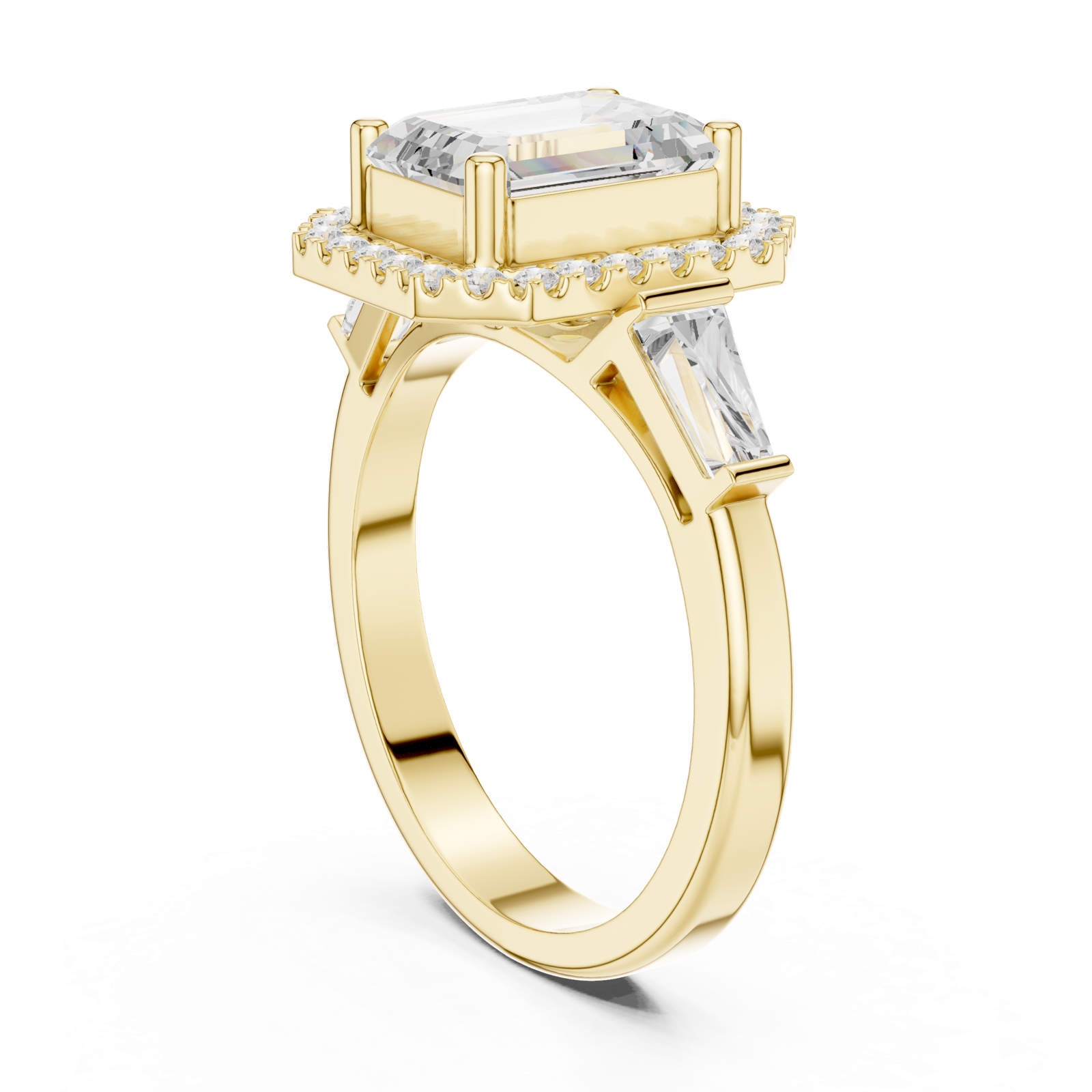 Gold Ring, Emerald center stone, Yellow Gold, view 1
