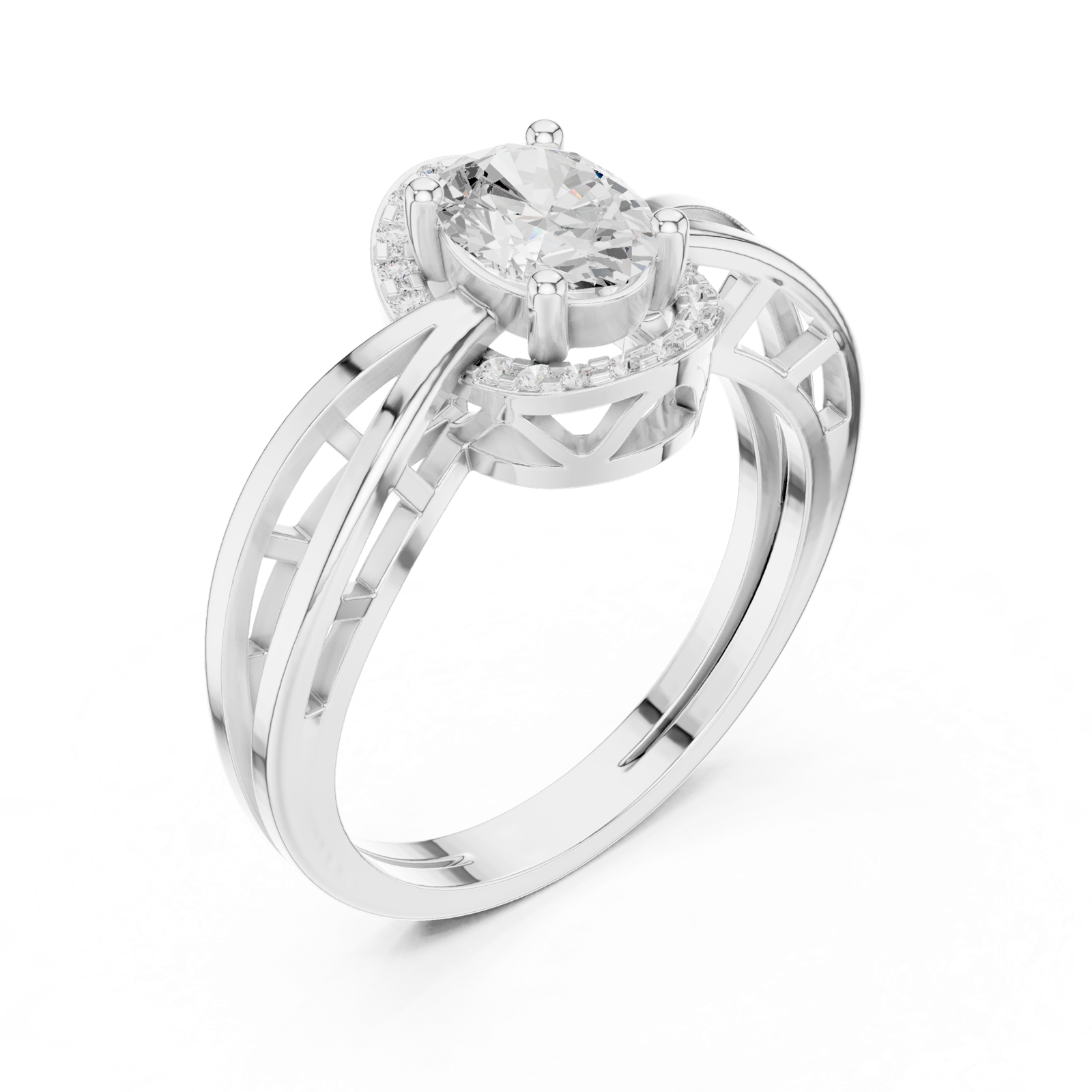 Gold Ring DDLR-494, White Gold, view 2