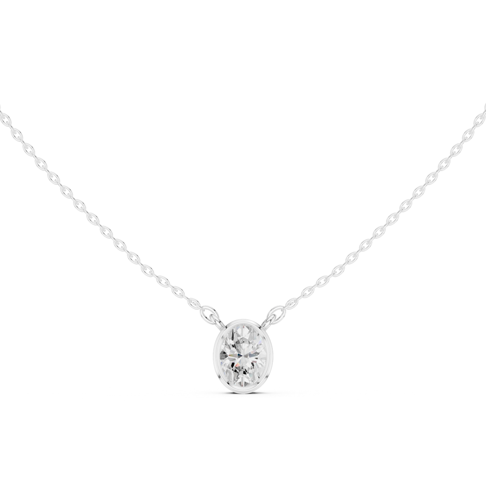 Gold Jewelry DDPS-001, Oval center stone, White Gold, view 4