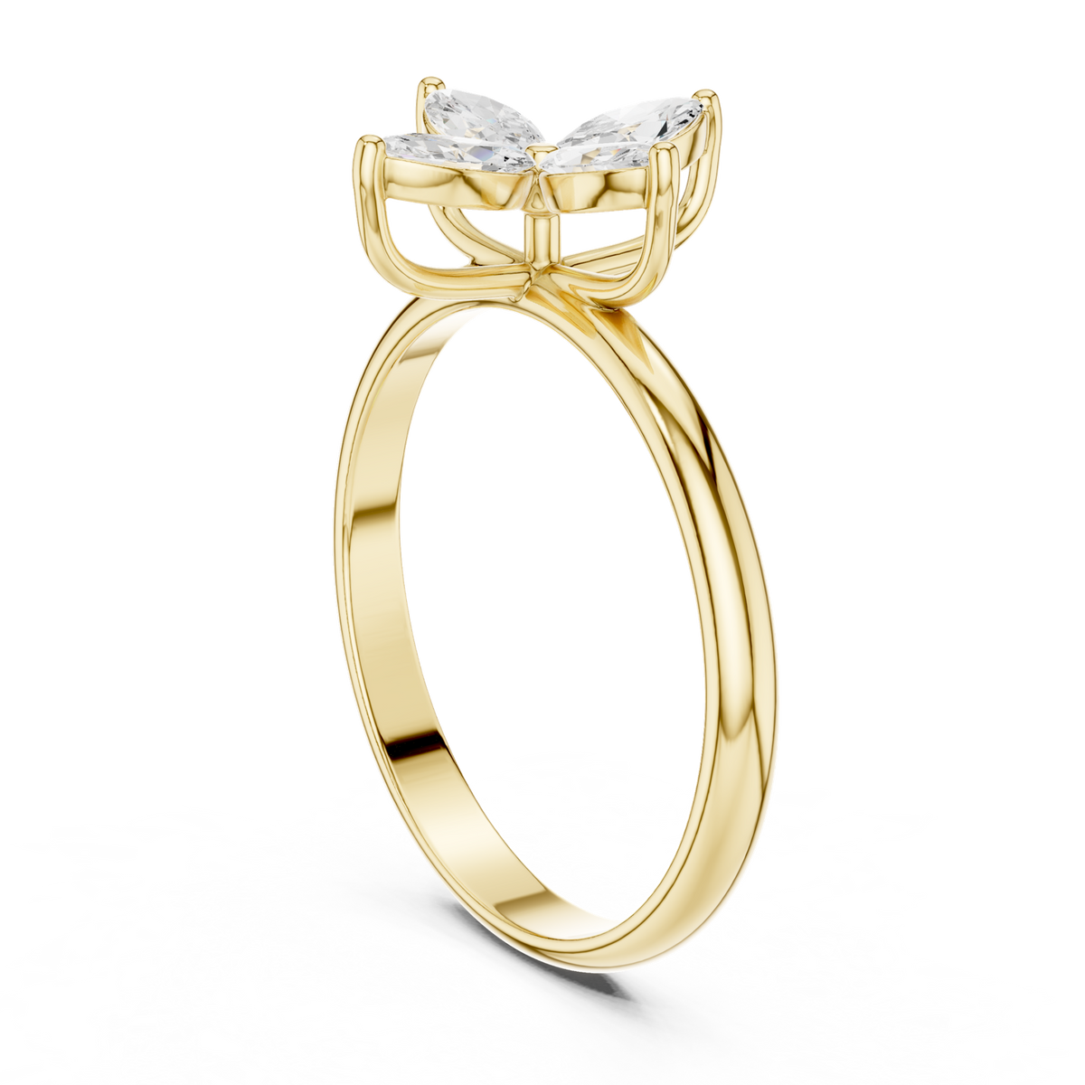14K Solid Gold Lab Diamond Flower Cluster Ring, Yellow Gold, view 1