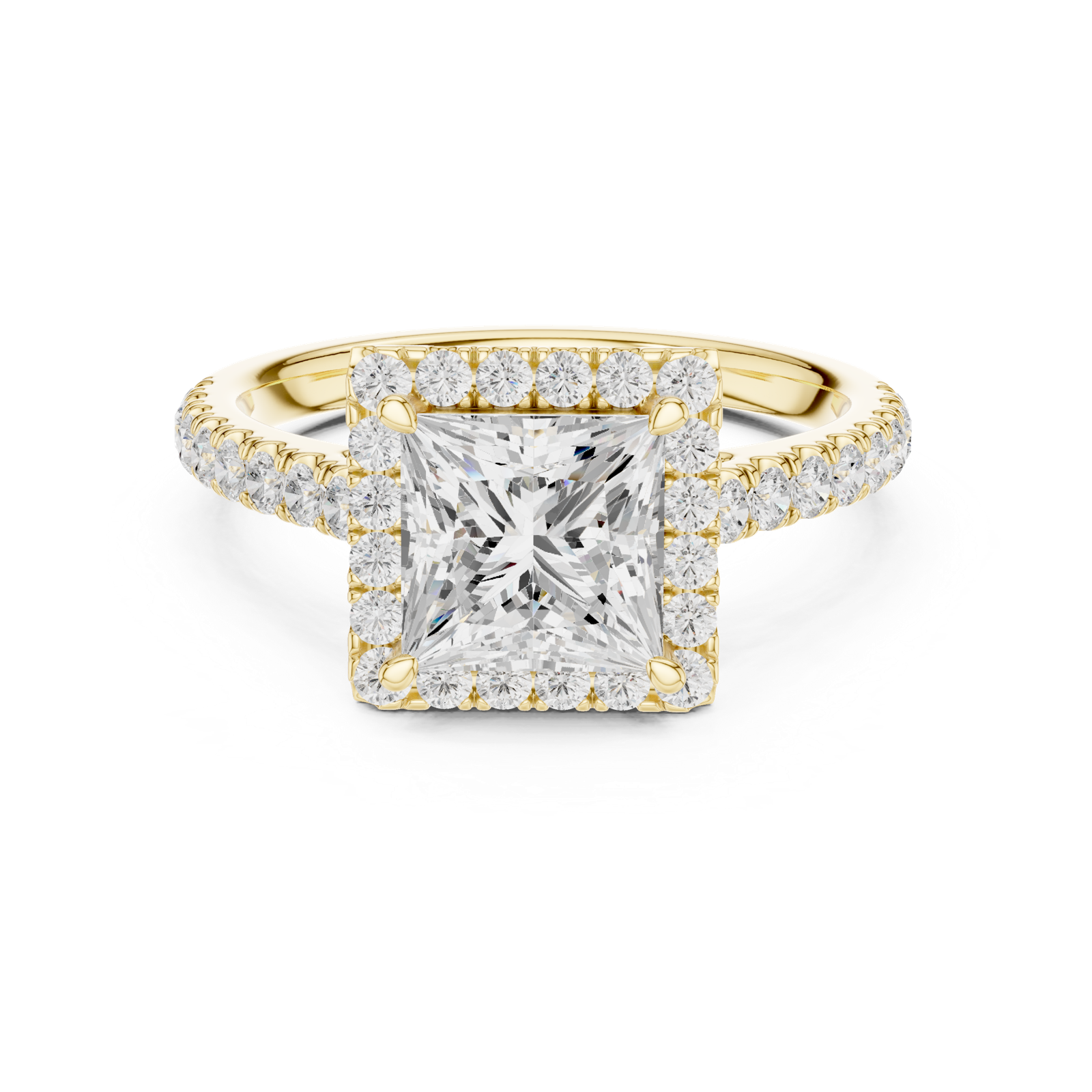 Gold Ring DDLR-118, Princess center stone, Yellow Gold, view 4