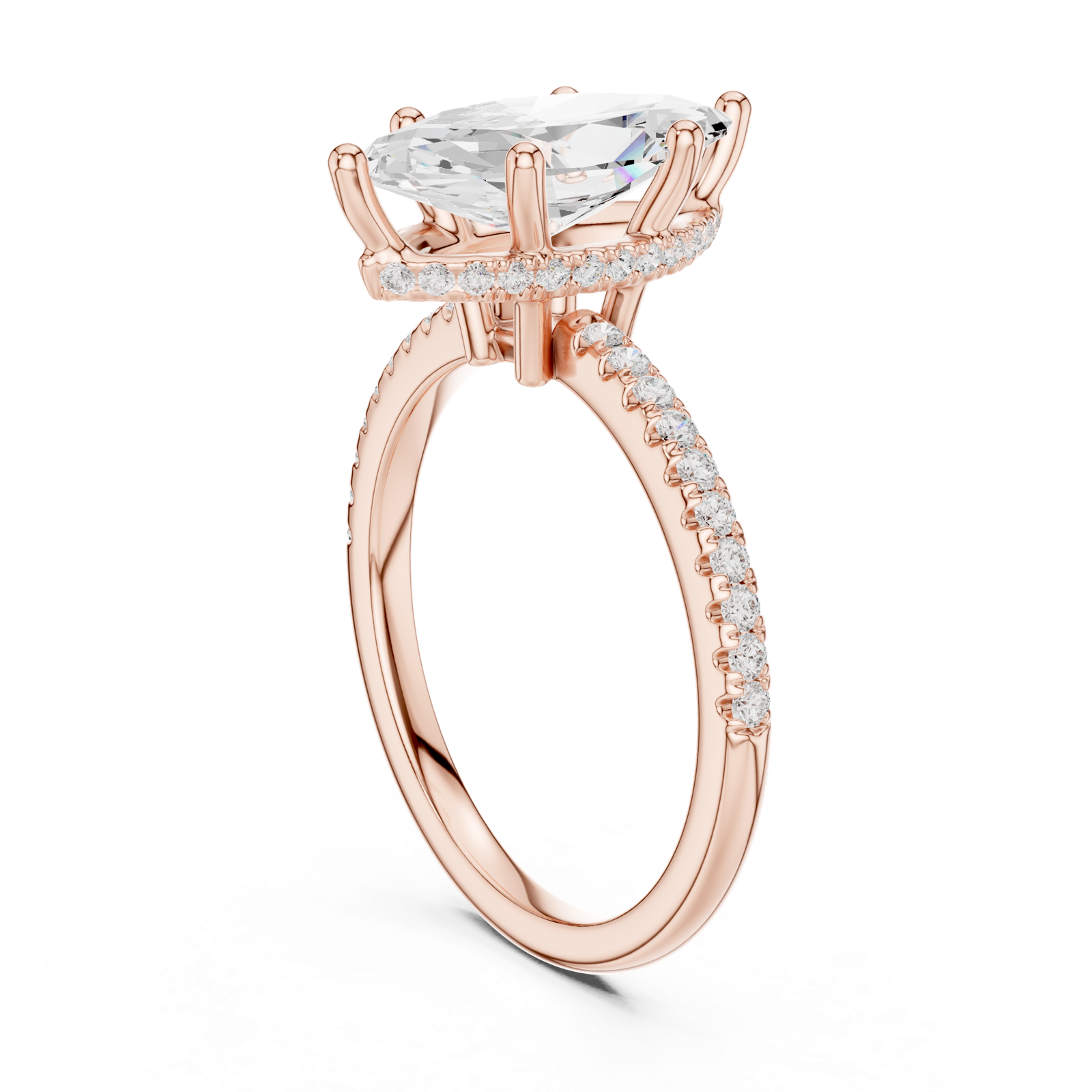 Gold Ring DDLR-177, Marquise center stone, Rose Gold, view 1