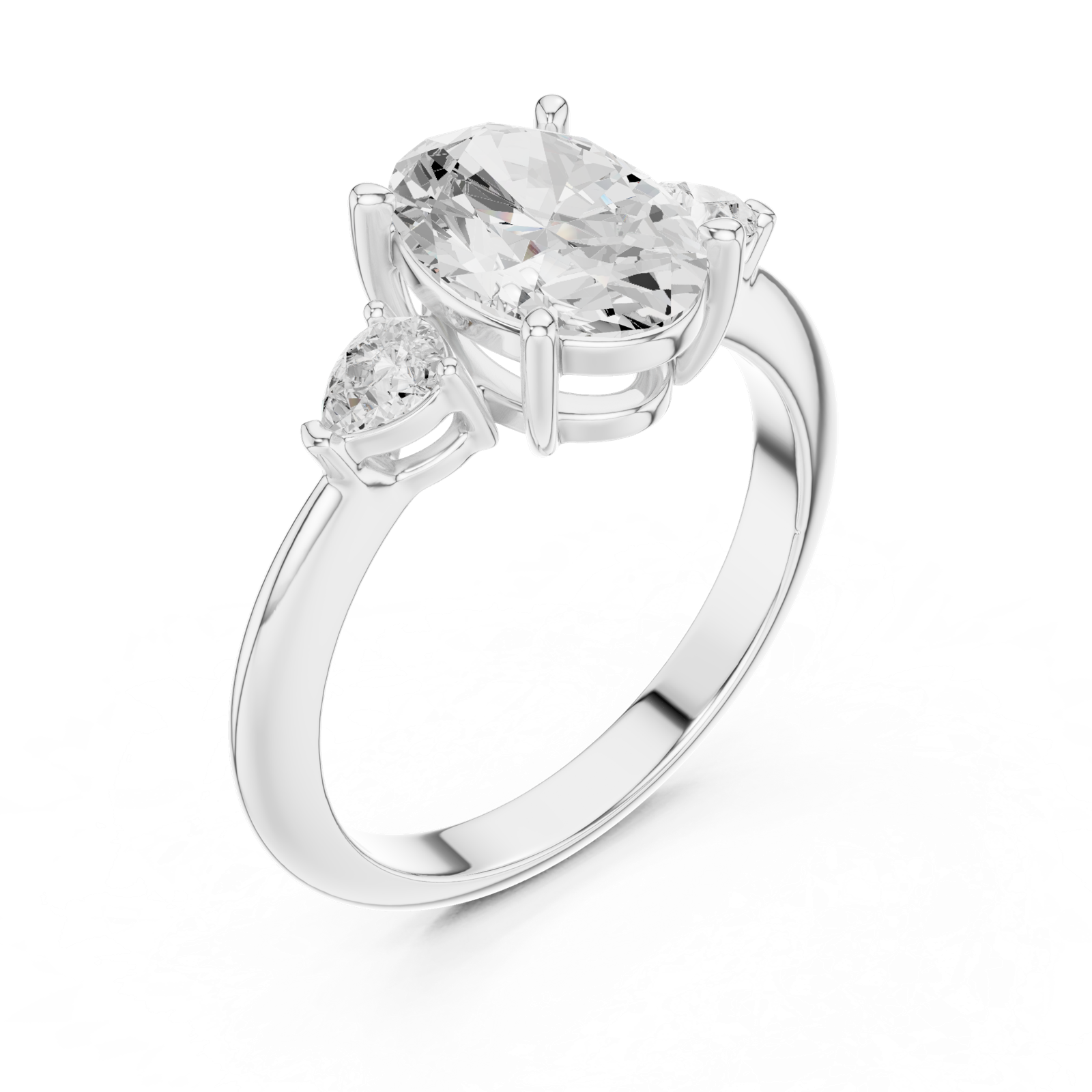 Gold Jewelry L35-66, Oval center stone, White Gold, view 2