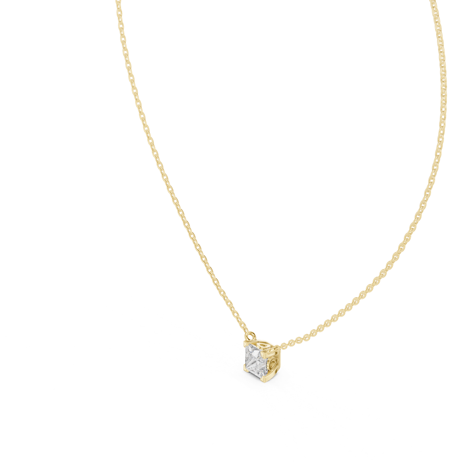 14K Solid Gold Lab Diamond Solitaire Pendant Necklace, Yellow Gold, view 2