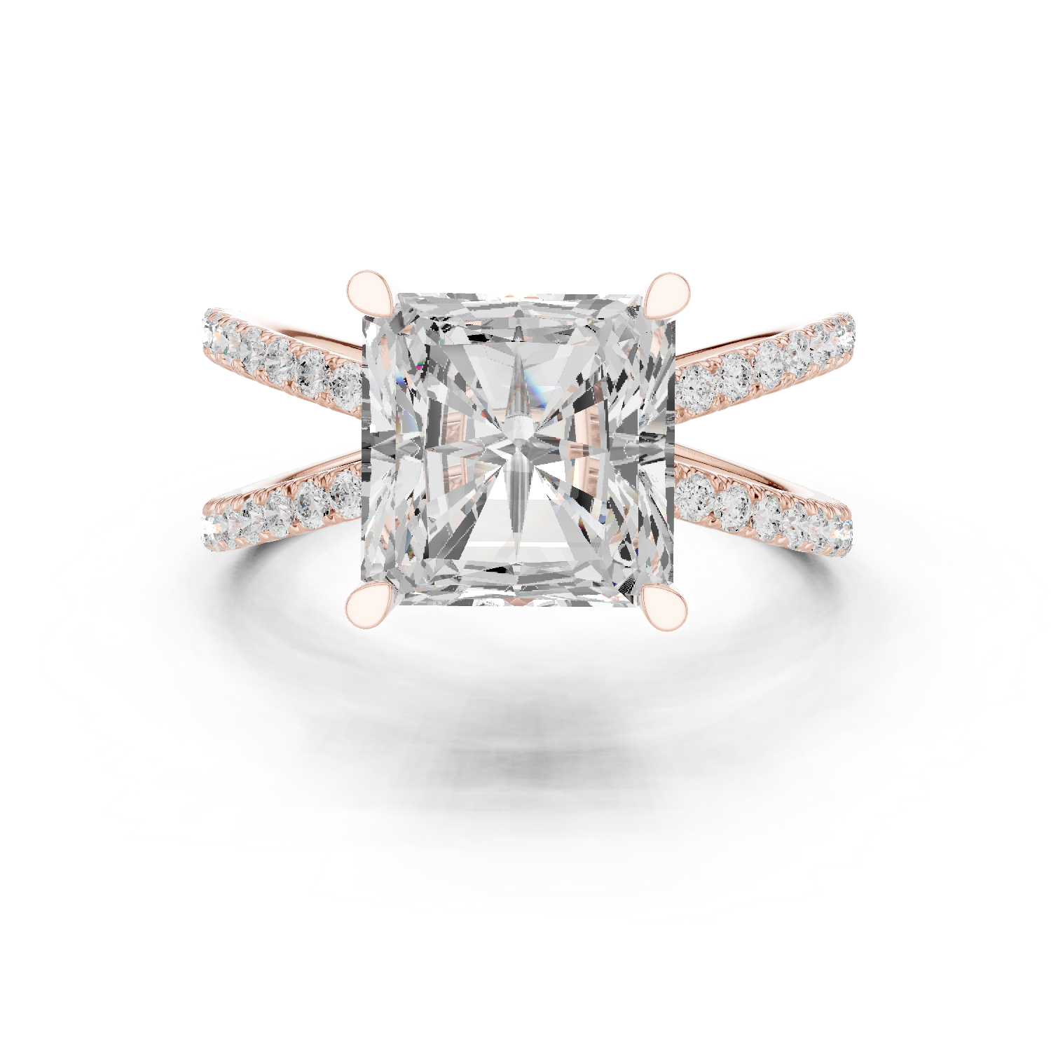 Gold Jewelry L36-25, Radiant center stone, Rose Gold