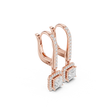 Gold Jewelry DDER-034, Princess center stone, Rose Gold, view 1