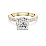 Gold Ring, Cushion center stone, Yellow Gold, view 4