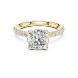 Gold Ring, Cushion center stone, Yellow Gold, view 4