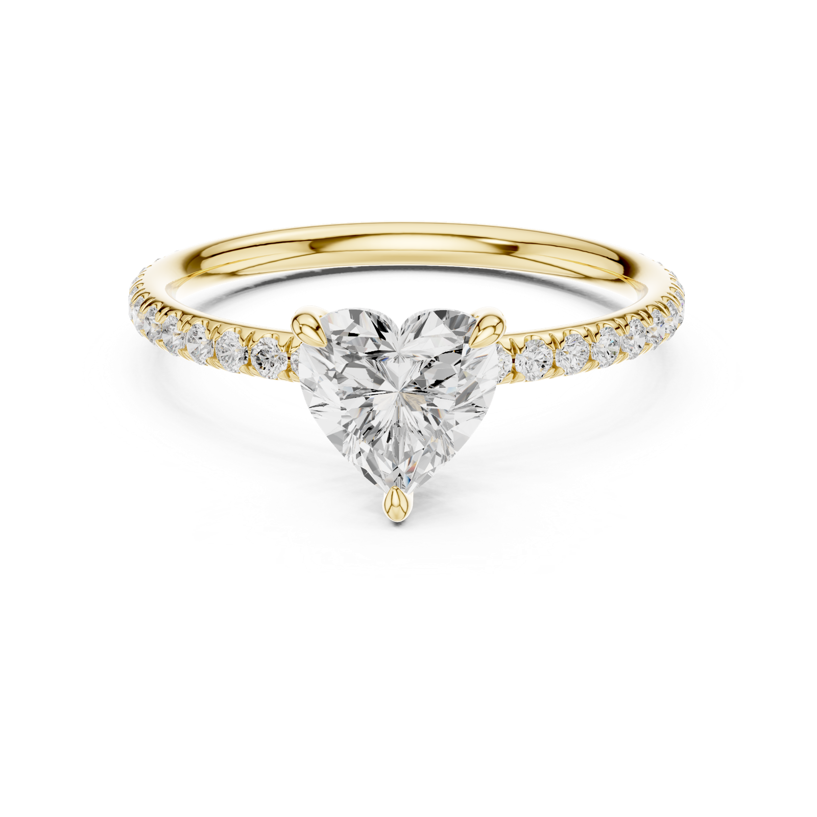 Gold Jewelry L36-15, Heart center stone, Yellow Gold, view 4