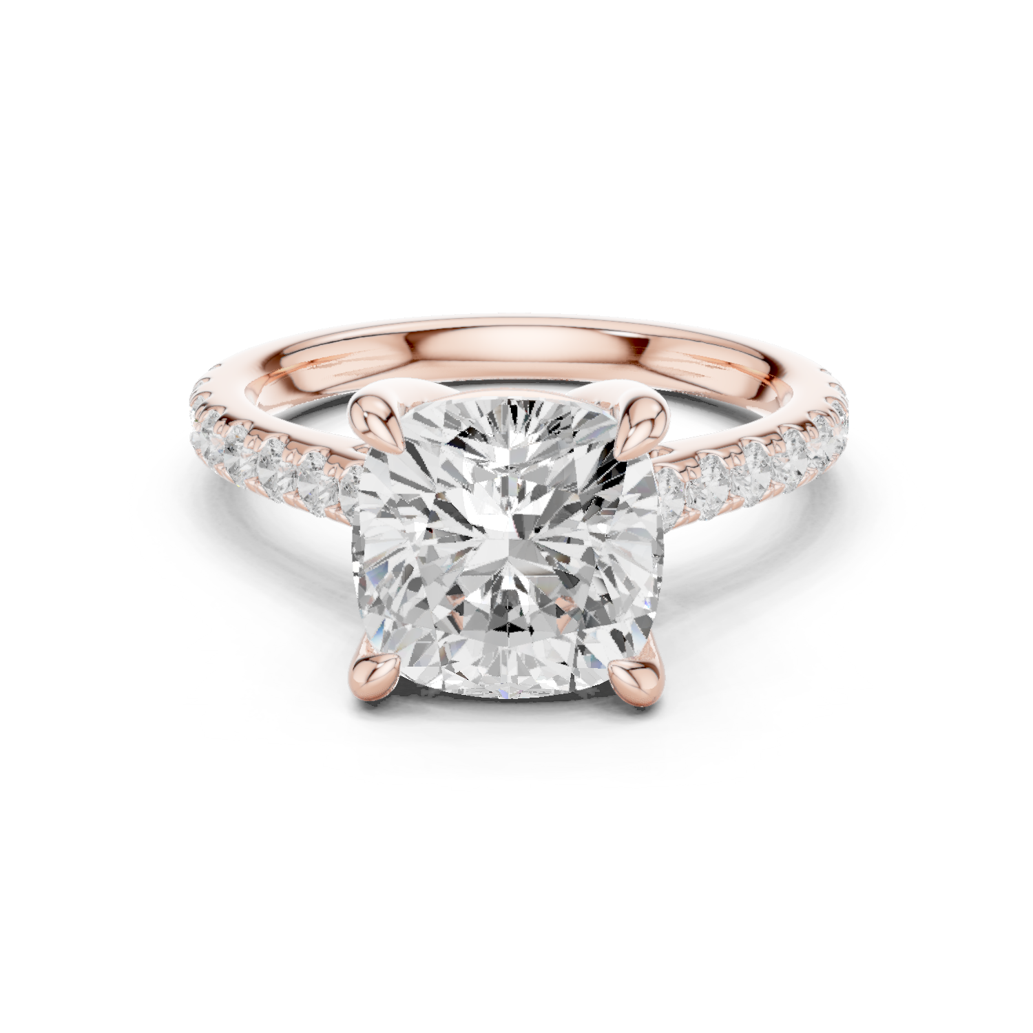 Gold Ring, Cushion center stone, Rose Gold