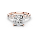 Gold Ring, Cushion center stone, Rose Gold