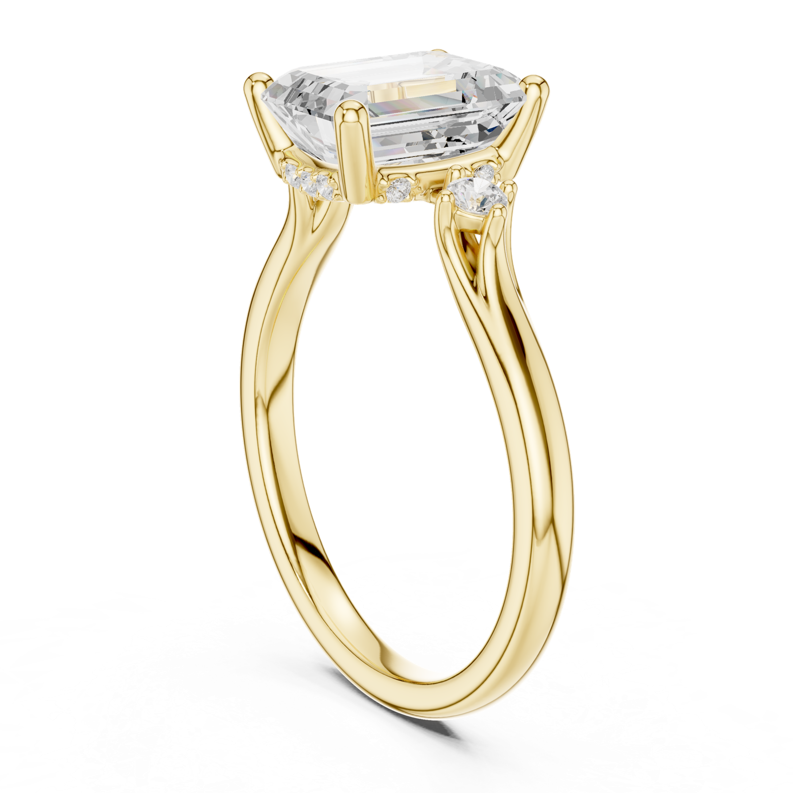 Gold Ring DDLR-164, Emerald center stone, Yellow Gold, view 1