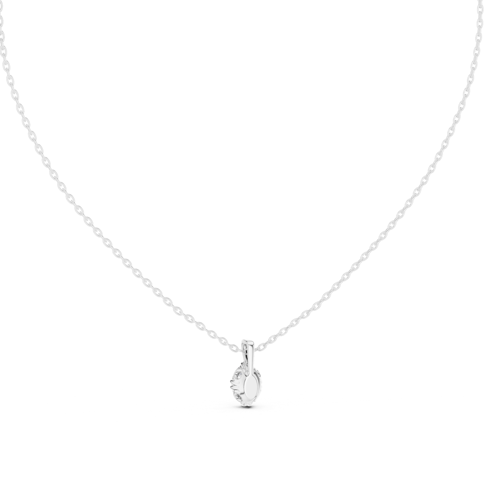 14K Solid Gold Lab Diamond Solitaire Pendant Necklace, White Gold, view 4