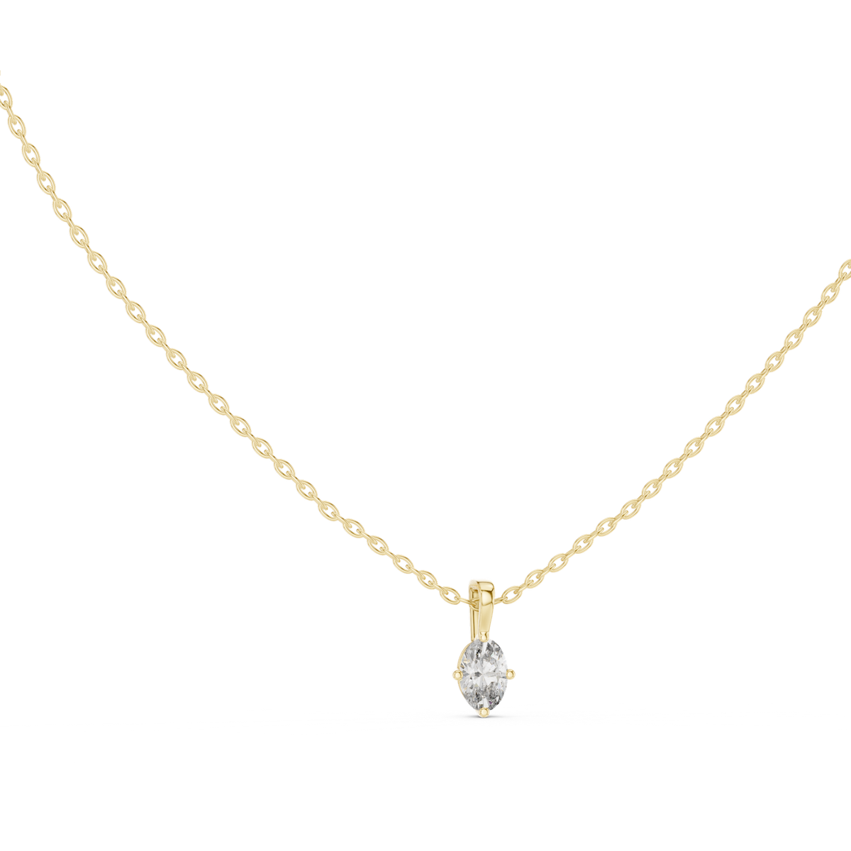 14K Solid Gold Lab Diamond Solitaire Pendant Necklace, Yellow Gold, view 1