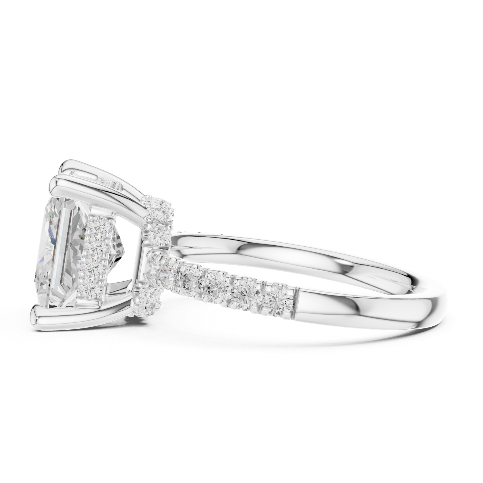 Gold Ring DDLR-259, Princess center stone, White Gold, view 3