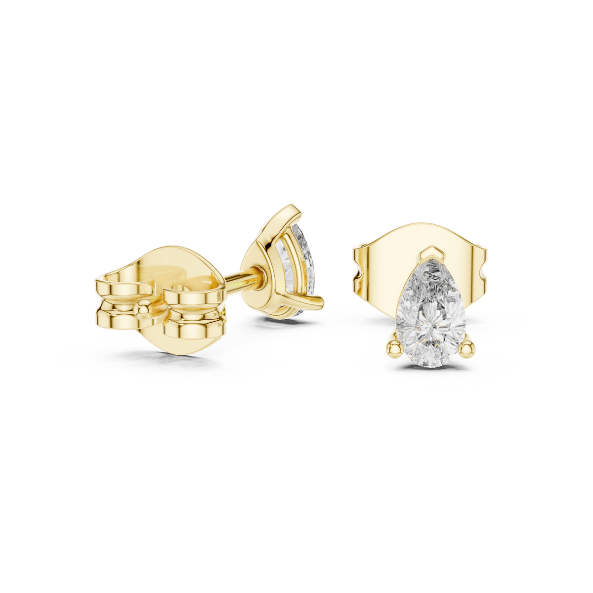 14K Solid Gold Lab Diamond Stud Earrings, Yellow Gold, view 1