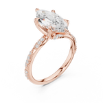 Gold Ring DDLR-167, Marquise center stone, Rose Gold, view 2