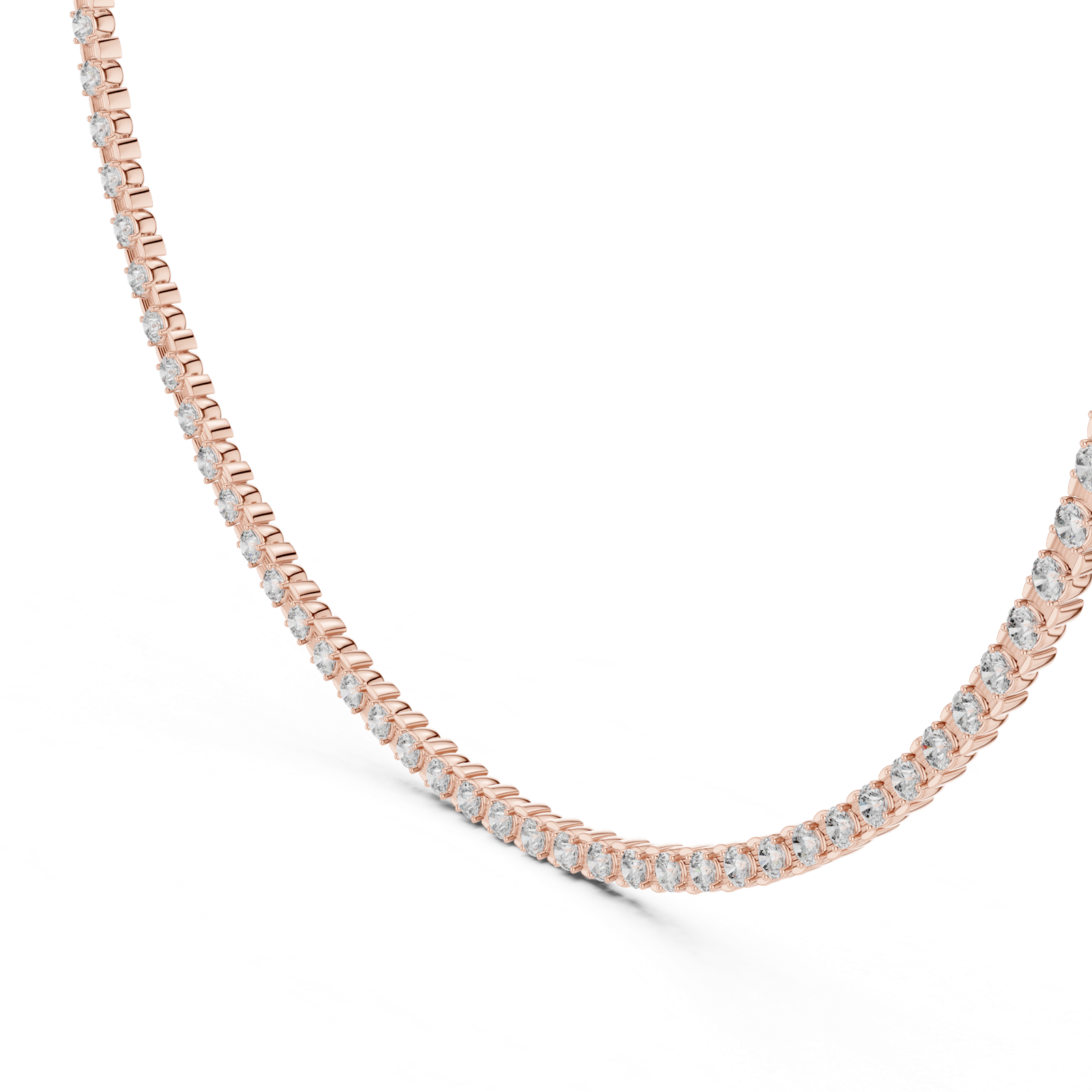 14K Solid Gold Lab Diamond Tennis Necklace, Rose Gold, view 1