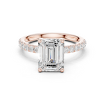 Gold Ring, Emerald center stone, Rose Gold