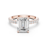 Gold Ring, Emerald center stone, Rose Gold