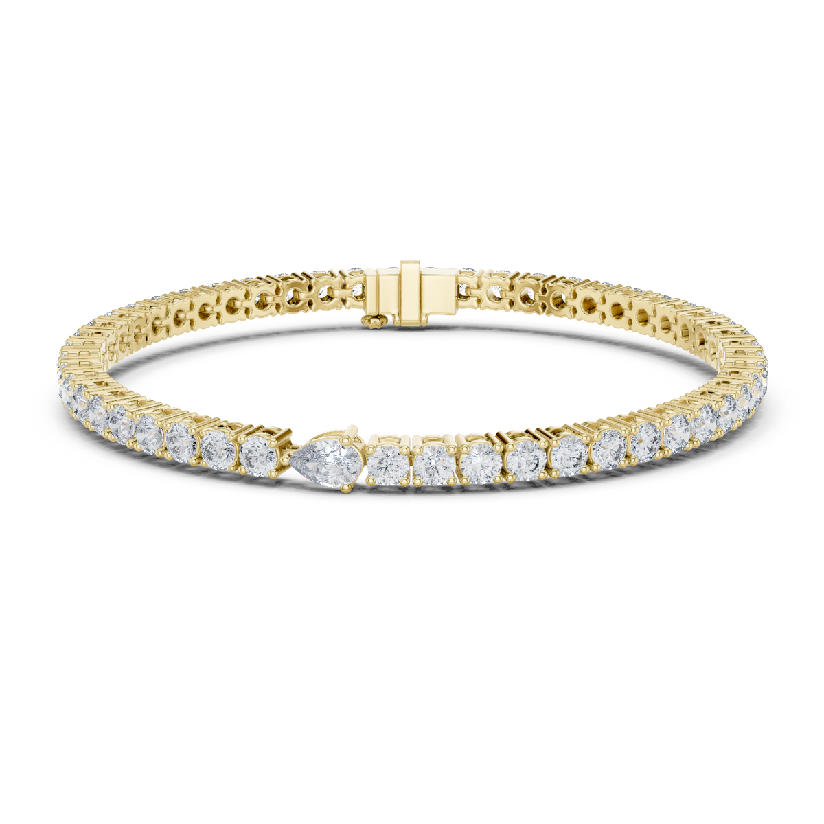 14K Solid Gold Lab Diamond Bracelet, Yellow Gold