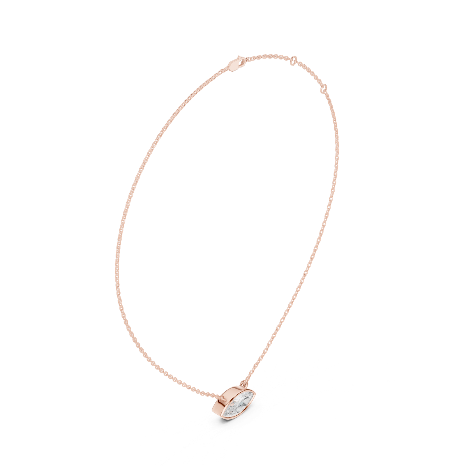 Gold Jewelry DDPO-007, Marquise center stone, Rose Gold, view 1
