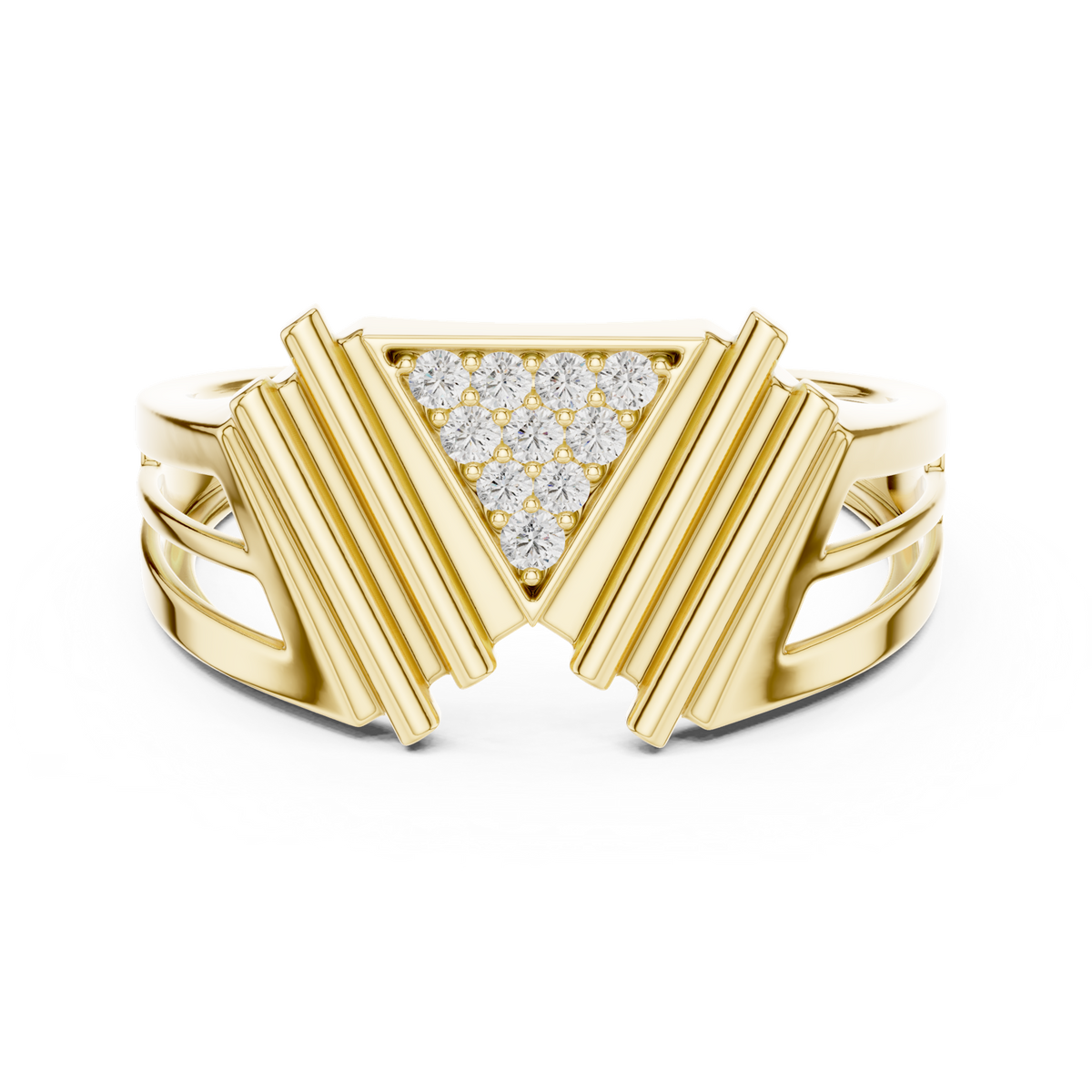 14K Solid Gold Lab Diamond Cluster Ring, Yellow Gold