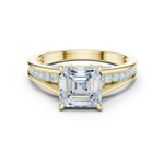 Gold Ring, Asscher center stone, Yellow Gold