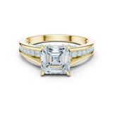 Gold Ring, Asscher center stone, Yellow Gold