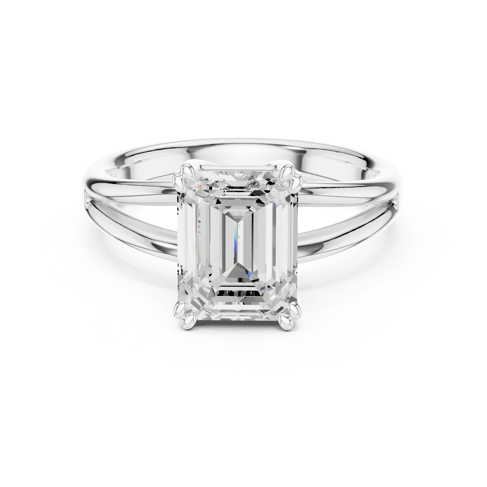 Gold Jewelry L36-7, Emerald center stone, White Gold, view 4