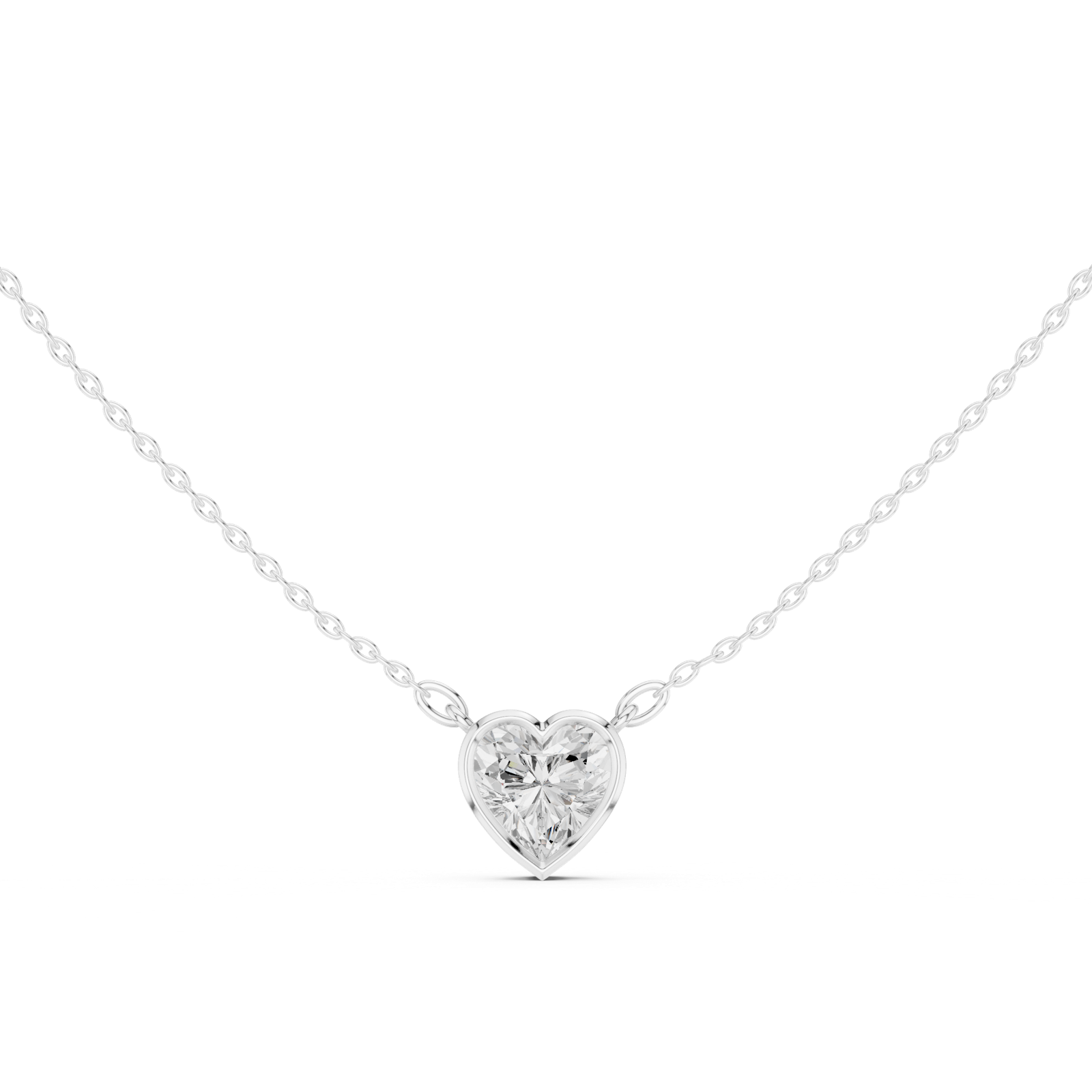 Gold Jewelry DDPO-007, Heart center stone, White Gold, view 4
